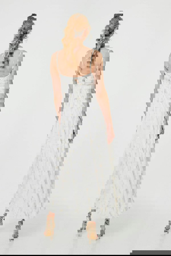 White | Textured Cami Strap Empire Maxi Dress
