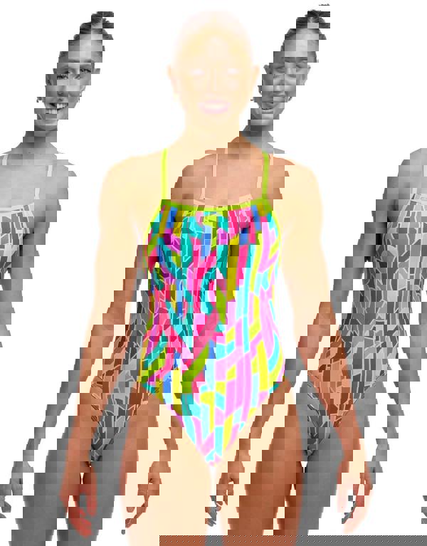 Funkita Candy Cracks Tie Me Tight Swimsuit - Pink/Lime