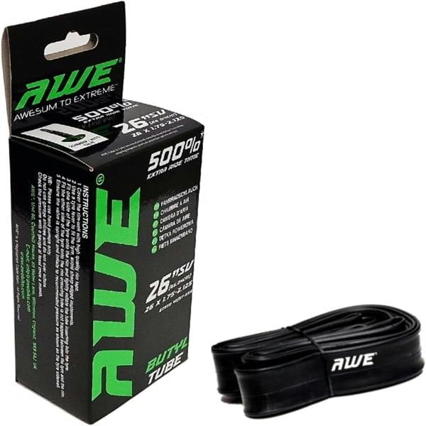 Awe Butyl Rubber 26" x 1.75-2.125 Inner Tube 500%* Extra Ride Time Schrader Valve
