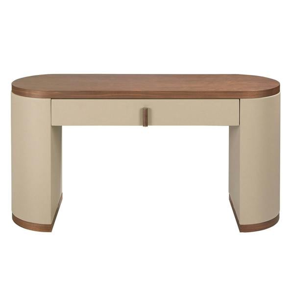 Angel Cerdá Dressing desk in faux leather, walnut and wood upholstered in mink-colored faux leather 7220