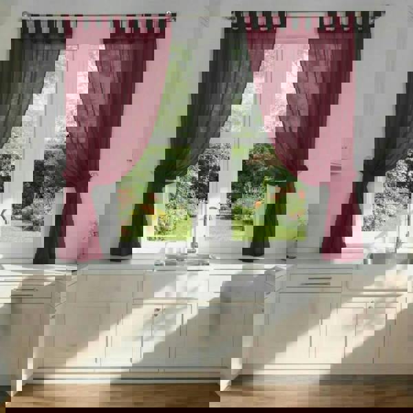 Luxury Living Voile Tab Top Curtain Pair with Crystal Tie Backs Sheer Window Panels