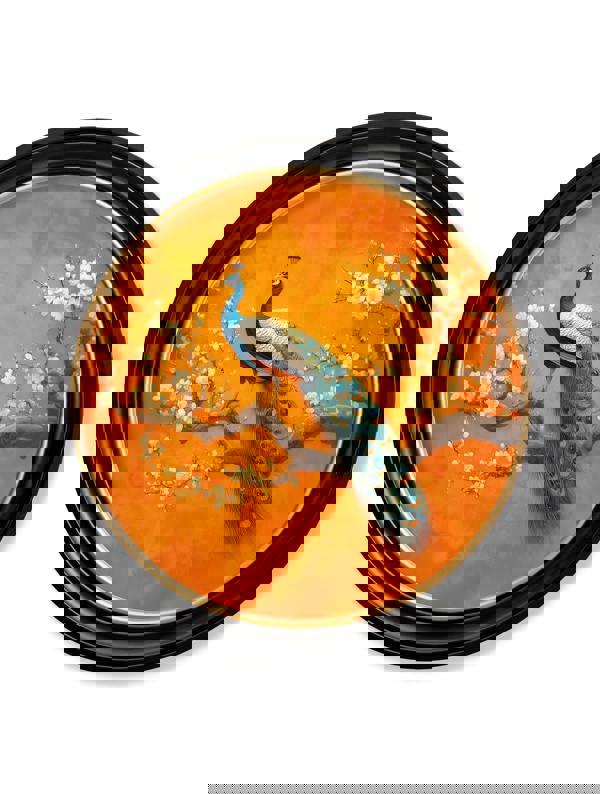 Exceptional Art Peacocks In Saffron Garden - Oxford round frame