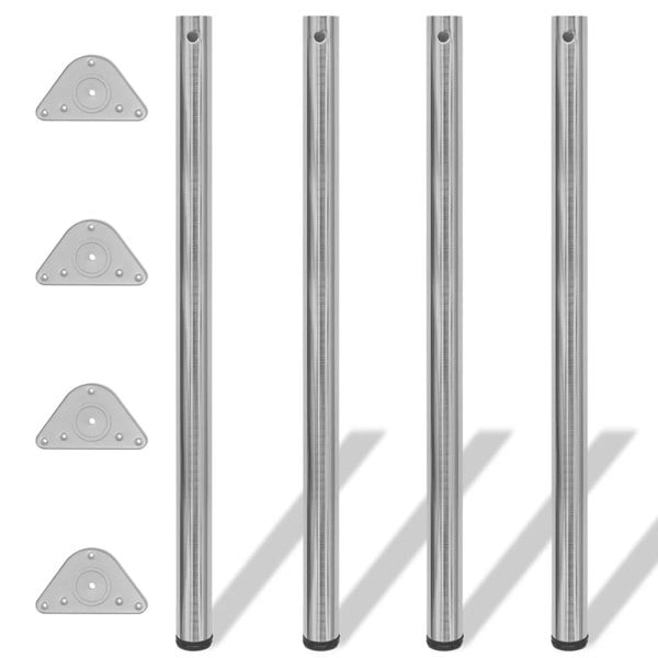 Berkfield 4 Height Adjustable Table Legs Brushed Nickel 1100 mm