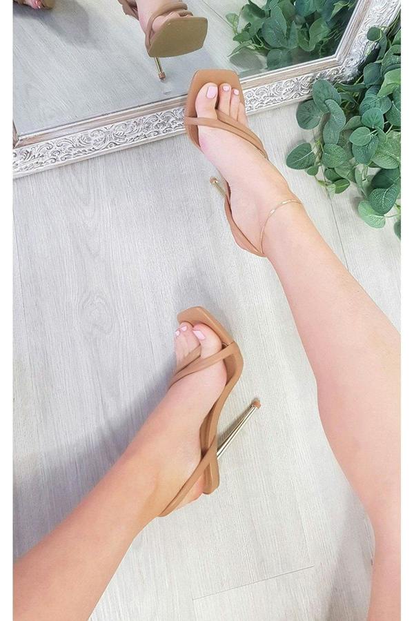 Lucinda Faux Leather Strappy High Heels - Mocha
