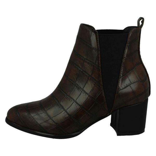 Spot On Ladies Spot On Mid Chunky Heel Ankle Boots F51090