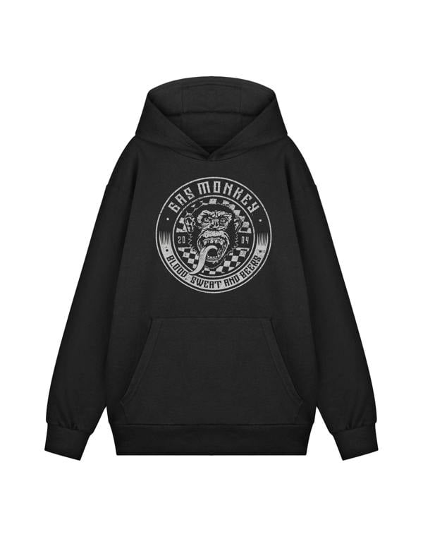 Gas Monkey Garage Mens Black Checker Disc Hoodie