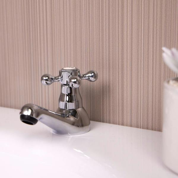 Flode Rutberget Traditional Bath Pillar Taps - Polished Chrome Finish