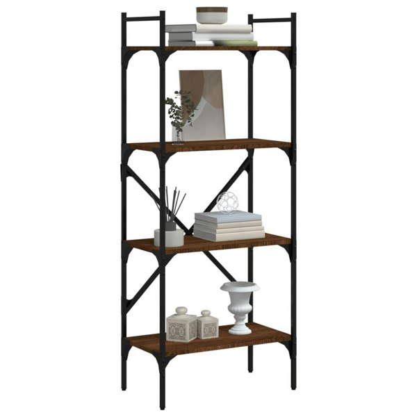 Berkfield Bookcase 4-Tier Brown Oak 56x31.5x138.5 cm Engineered Wood