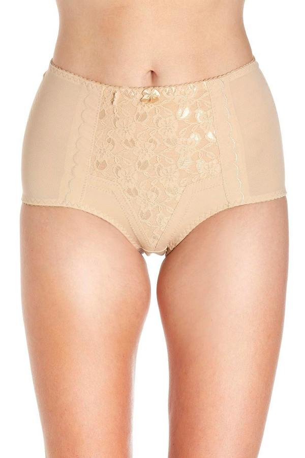 Womens Two Pack Beige Lace Control Shapewear Briefs
