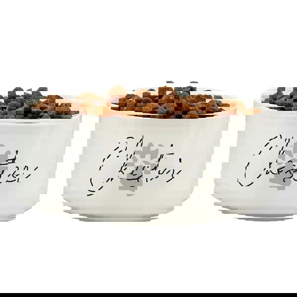 Personalised Memento Company Personalised Grey Paw Print Name 14cm Medium Pet Bowl