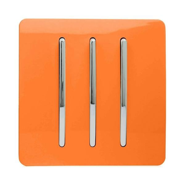 Trendi Switch 3 Gang 1 or 2 way Rocker Light Switch in Sunset Orange