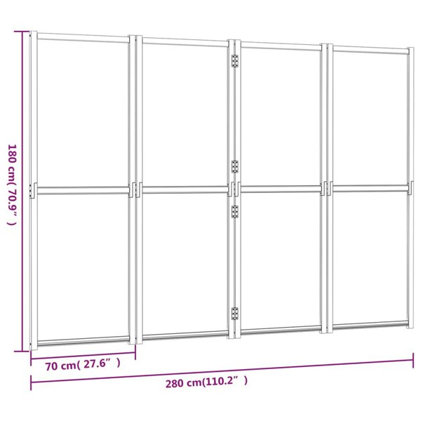Berkfield 4-Panel Room Divider Cream White 280x180 cm
