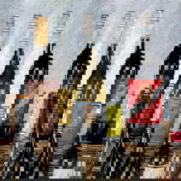 Virginia Hayward Twelve Wines in a Wicker Hamper