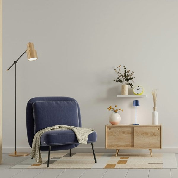 Tall Navy Blue Rechargeable Touch Dimmable Table Lamp with Metal Shade Image 6