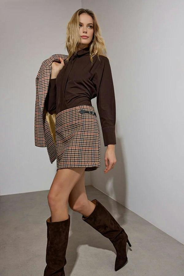 WOVCOR Cashmere Woven Mini Skirt