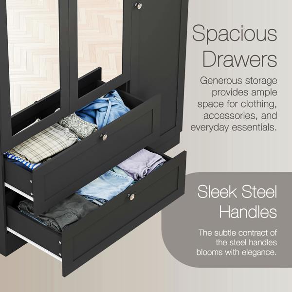 Vida Designs Altino 3 Door 2 Drawer Mirrored Wardrobe
