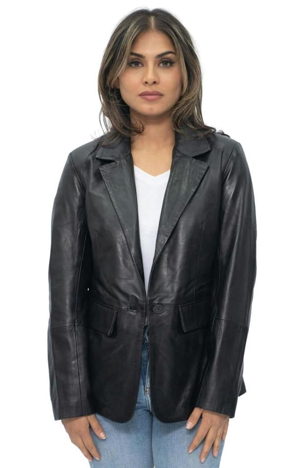 Infinity Leather Womens Soft Leather Blazer Jacket-Apeldoorn