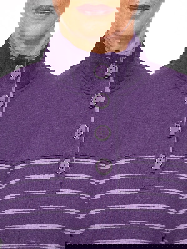 PennyPlain Striped Funnel Neck Top - Mulberry