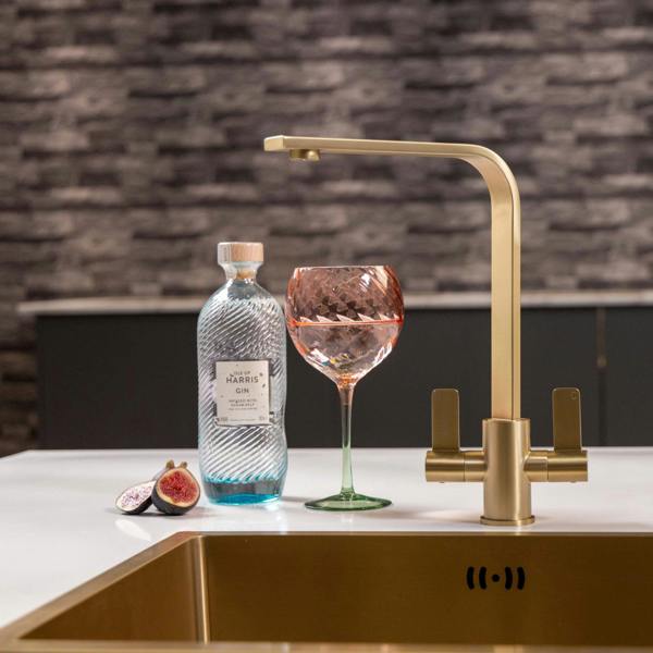 Flode Paddla | Dual Lever Kitchen Tap | Swan Neck Design | Brushed Brass