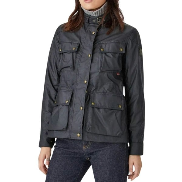 Belstaff Womens Fieldmaster Dark Ink Thin Waxed Jacket - Navy Blue