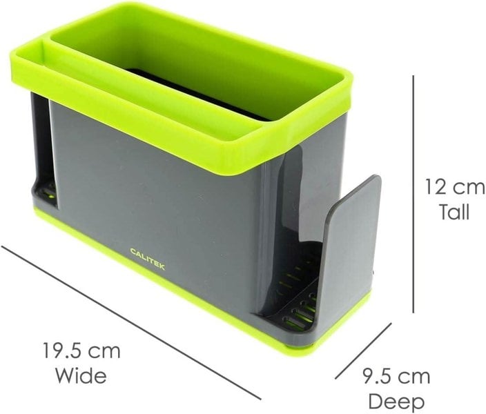 CALITEK Sink Caddy Washing Up Storage Tidy with Removable Drip Tray Green