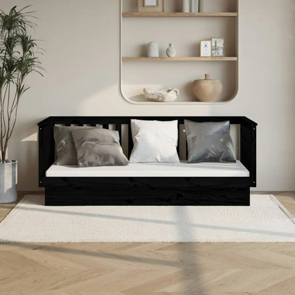 Berkfield Day Bed Black 90x190 cm Solid Wood Pine