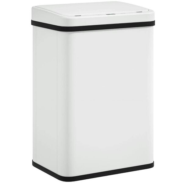 40L Sensor Bin with Soft-Close Lid, Stainless Steel Automatic Touchless Motion Sensor Kitchen Bin, White