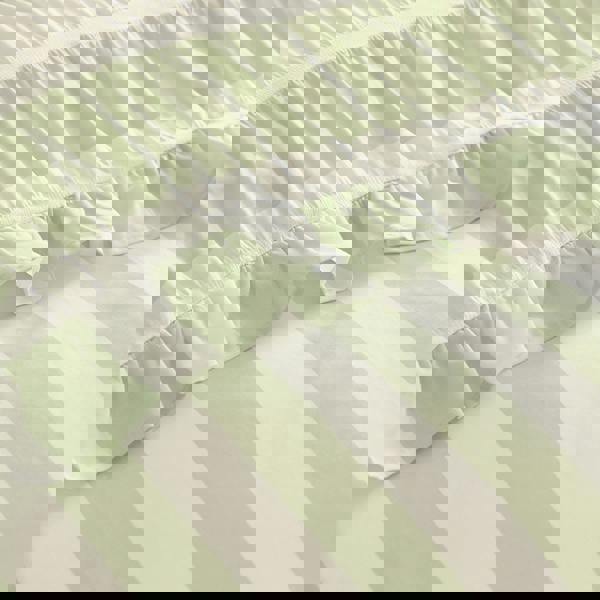 Catherine Lansfield Seersucker Frill Stripe Duvet Cover Set Green