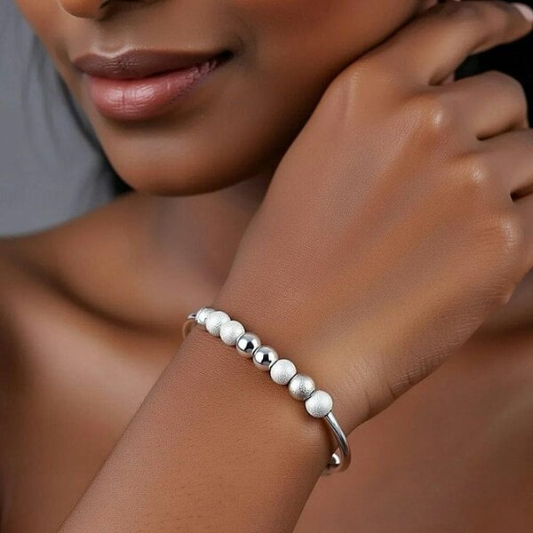 The Colourful Aura Silver Plated Beaded Adjustable Bracelet