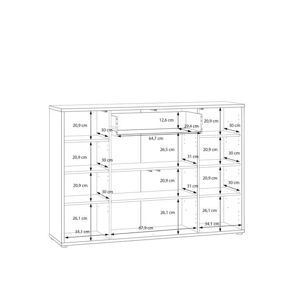 Furniture To Go Alice Springs Shoe Cabinet with 4 Doors Push-to-Open & 1 Drawer Push-to-Open in Sand