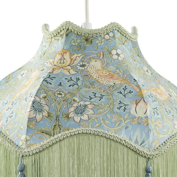 Vintage Victorian Shabby Chic Lamp Shade in Emerald Green and Blue Image 3