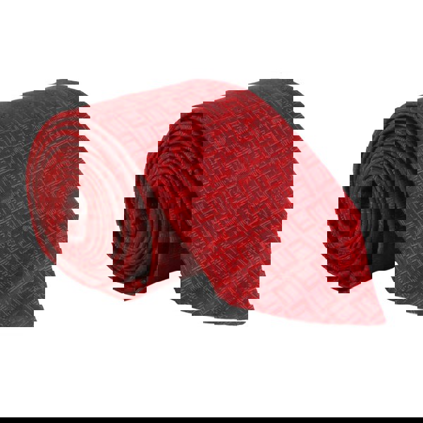 Dunhill red silk tie in a signature longtail pattern