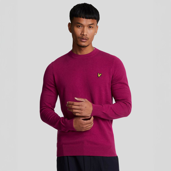 Lyle & Scott Cotton Merino Crew Neck Jumper Sweatshirt - Rich Burgundy