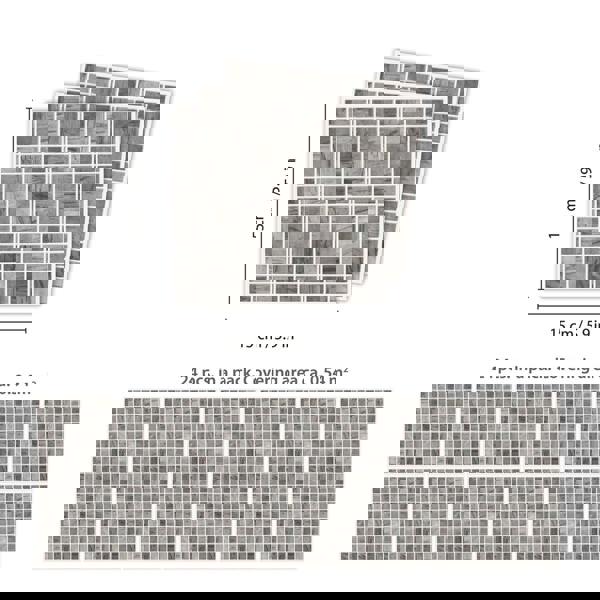 WT1593 - Picasso Grey Marble Mosaic Wall Tile Sticker Set - 15 x 15 cm (6 x 6 in) - 24 pcs