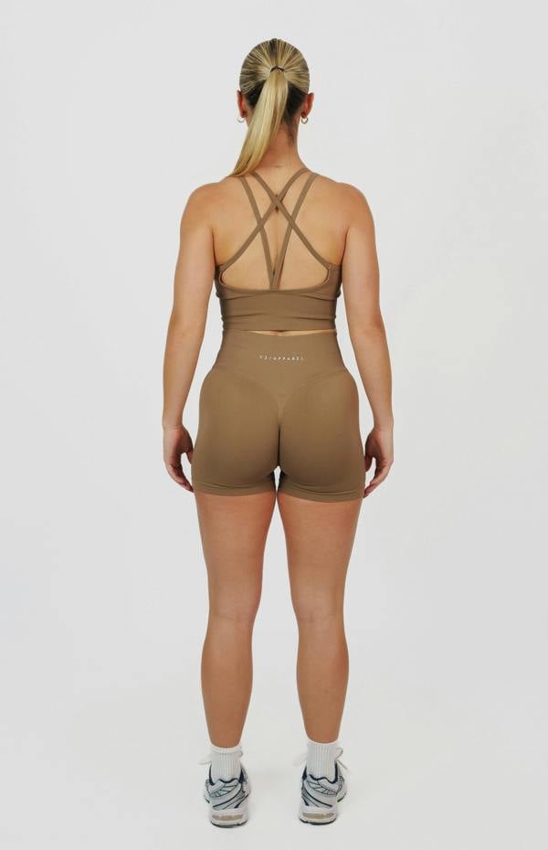V3 Apparel Form Seamless Scrunch Shorts & Sports Bra Set - Cocoa Beige