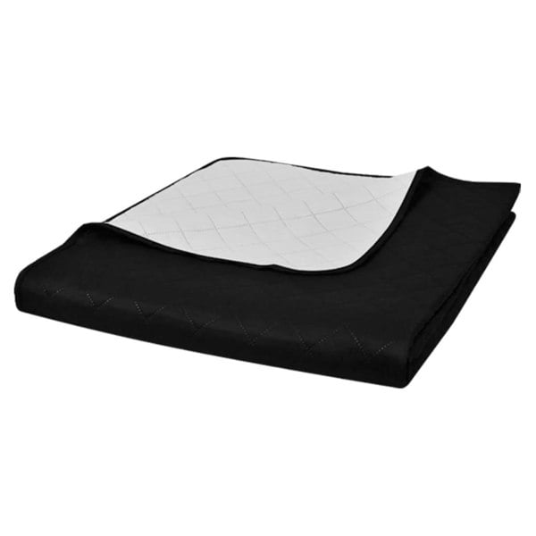 Berkfield Double-sided Quilted Bedspread Black/White 230 x 260 cm