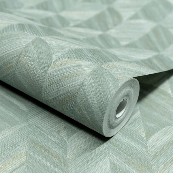 Grandeco Boutique Amber Art Deco Geo Luxury Weight Embossed Wallpaper, Aqua