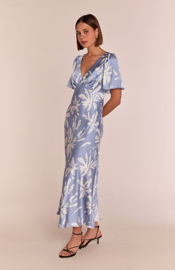 Rewritten London Ellis Dress in Blue Lily Print