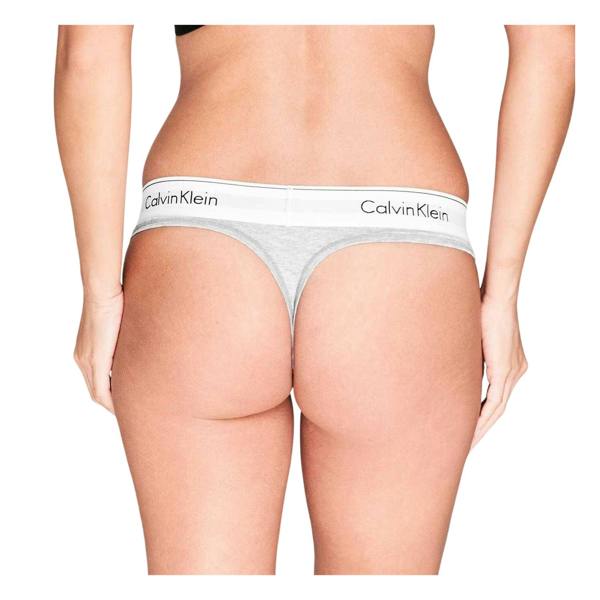 Calvin Klein Womens/Ladies Logo Cotton Blend Thong - Grey - 
