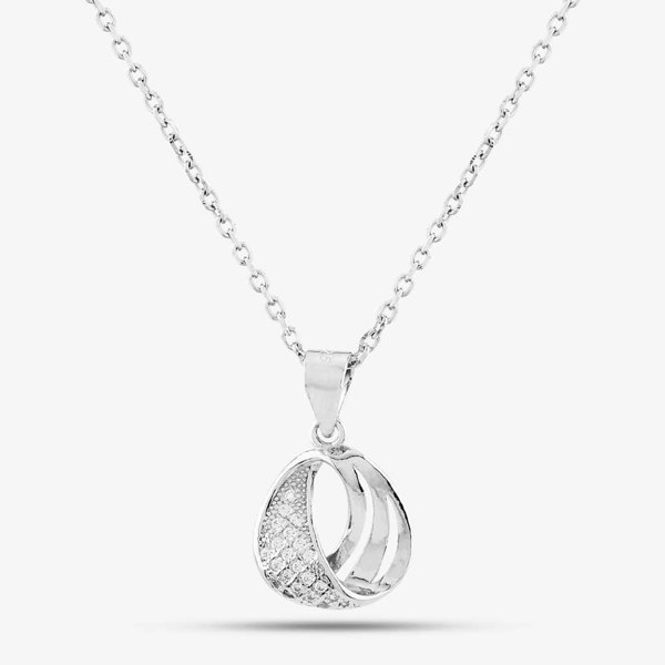T. H. Baker Silver Pave Twisted Teardrop Necklace P610497