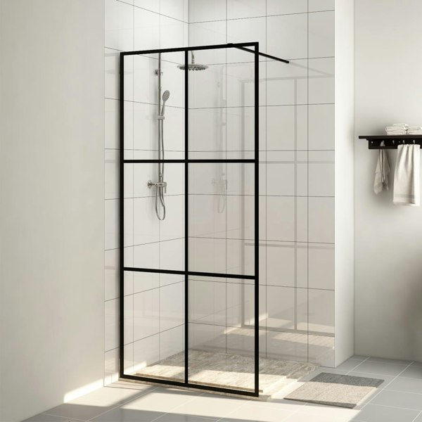 Berkfield Walk-in Shower Wall with Clear ESG Glass 100x195 cm Black