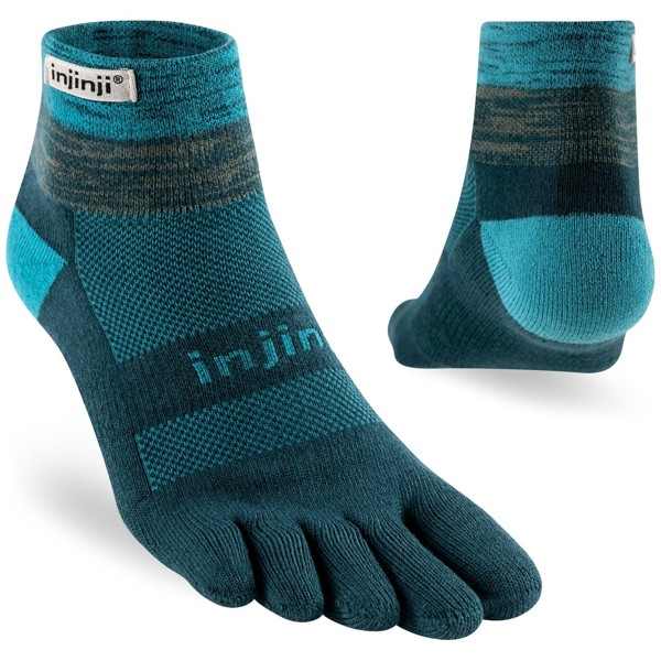 Injinji Men's Mid-Weight Trail Run Mini-Crew Toe Socks (INJ-TR-MC) - Midnight Blue/Petrol Blue