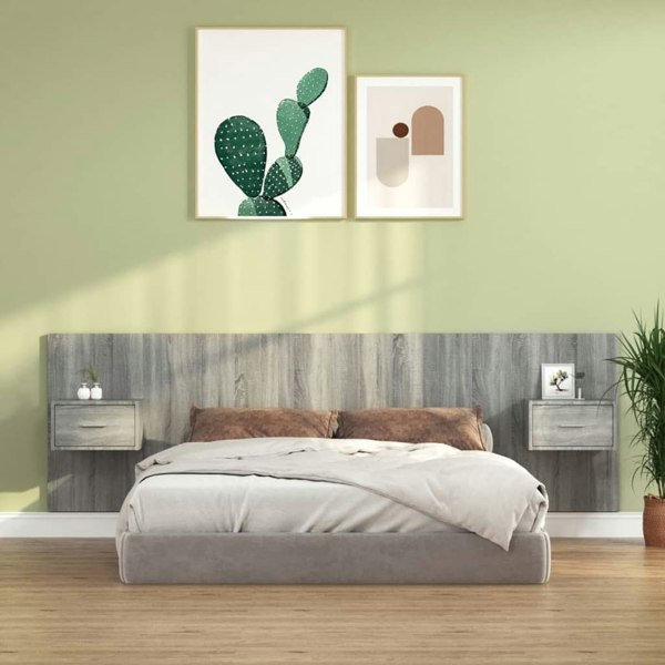 Berkfield Bed Headboard with Cabinets Grey Sonoma Engineered Wood
