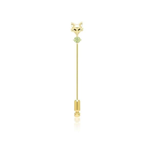 Gemondo Gardenia Peridot Fox Lapel Pin In 9ct Yellow Gold