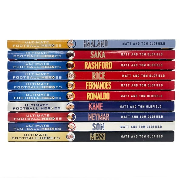 Ultimate Football Heroes 10 Book Set Rashford, Ronaldo, Messi, Haaland, Kane, Son, Fernandes & More