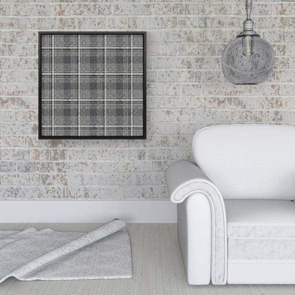 Warren Reed Monochrome Textured Checked Pattern Framed Canvas