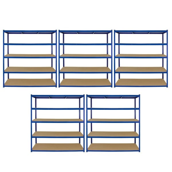 Monster Racking T-Rax 5 x Extra Wide Storage Shelves - Blue (160cm W, 60cm D)