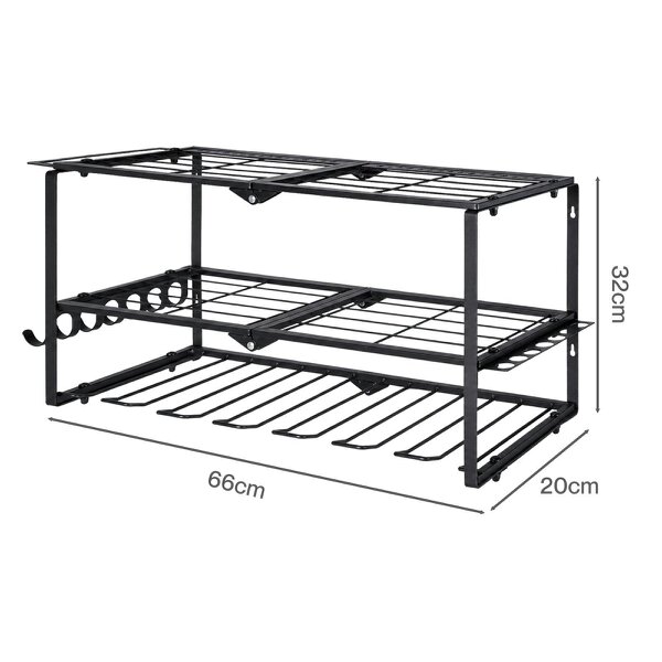 Levede Tool Storage Organiser 3 Tier Wall Mounted Garage Tool Rack Metal Black
