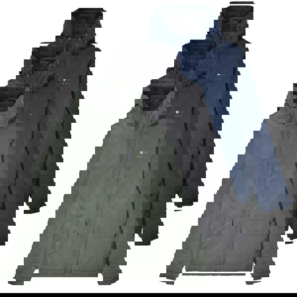 Lambretta Mens Padded Hooded Classic Badge Jacket Coat, multi-colored stylish outerwear jackets with hoods and front pockets for men.