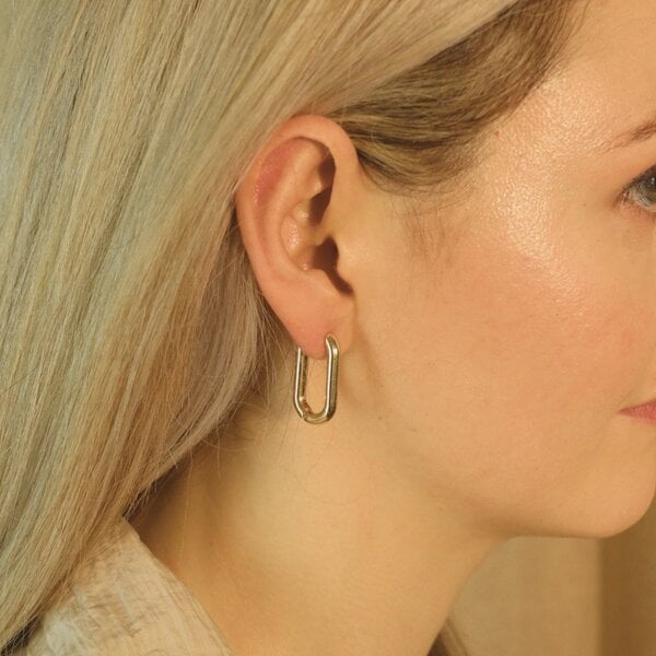 The Colourful Aura Sterling Silver U Shape Geometric Minimalist Square Huggies Hoop Earrings